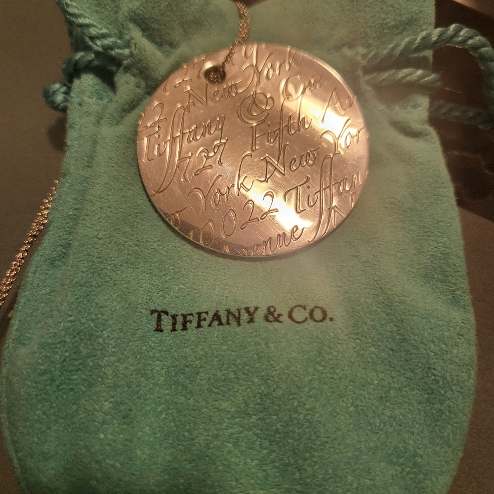 Authentic Tiffany & Co Large Script Pendant & Cha… - image 8